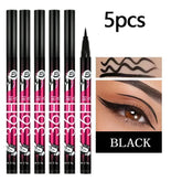 Ultra-Black Waterproof Tattoo Eyeliner Pen - Long-Lasting, Quick-Drying Eye Makeup for Bold Styles - 5Pcs